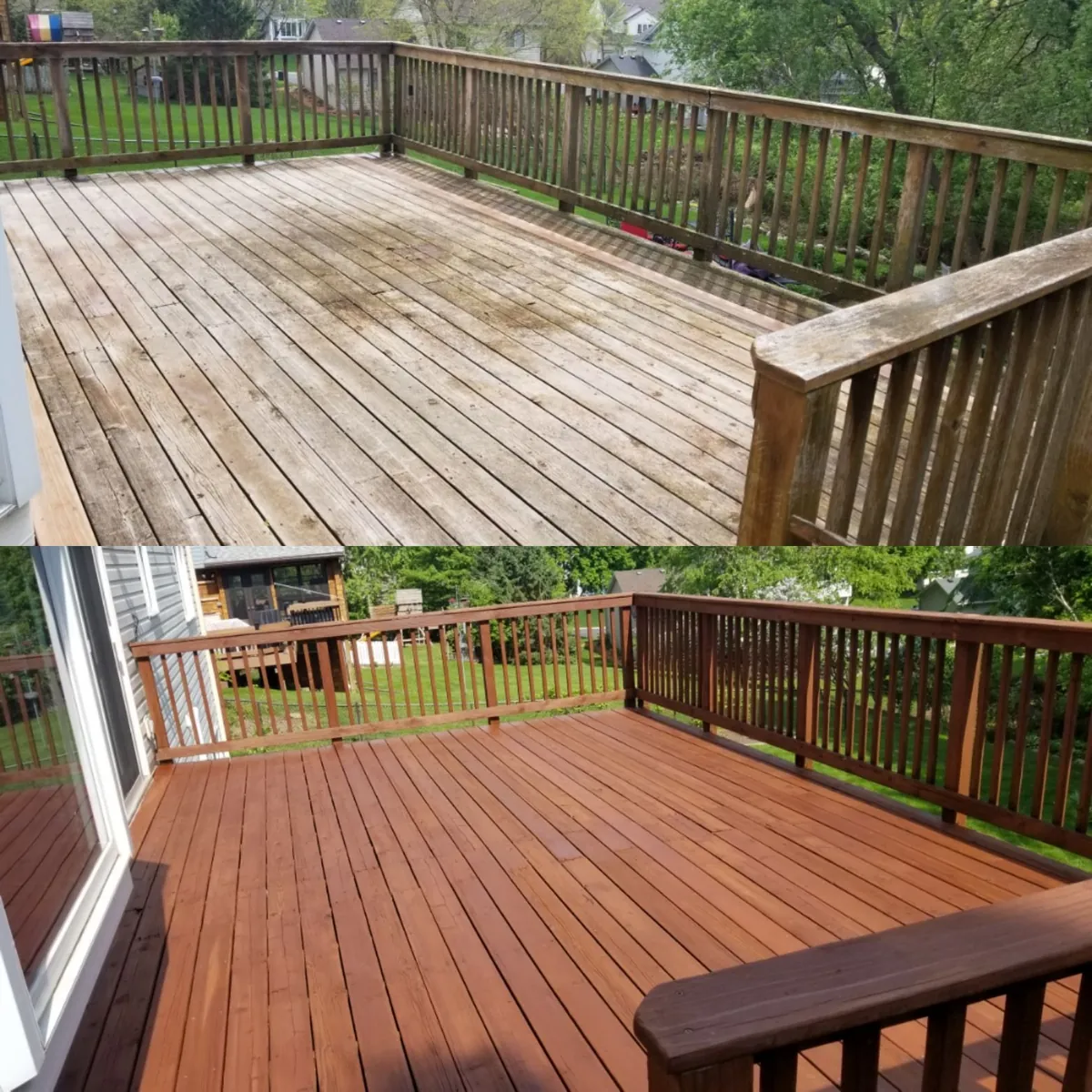 Before and after deck staining comparison: Deck staining · Minneapolis.