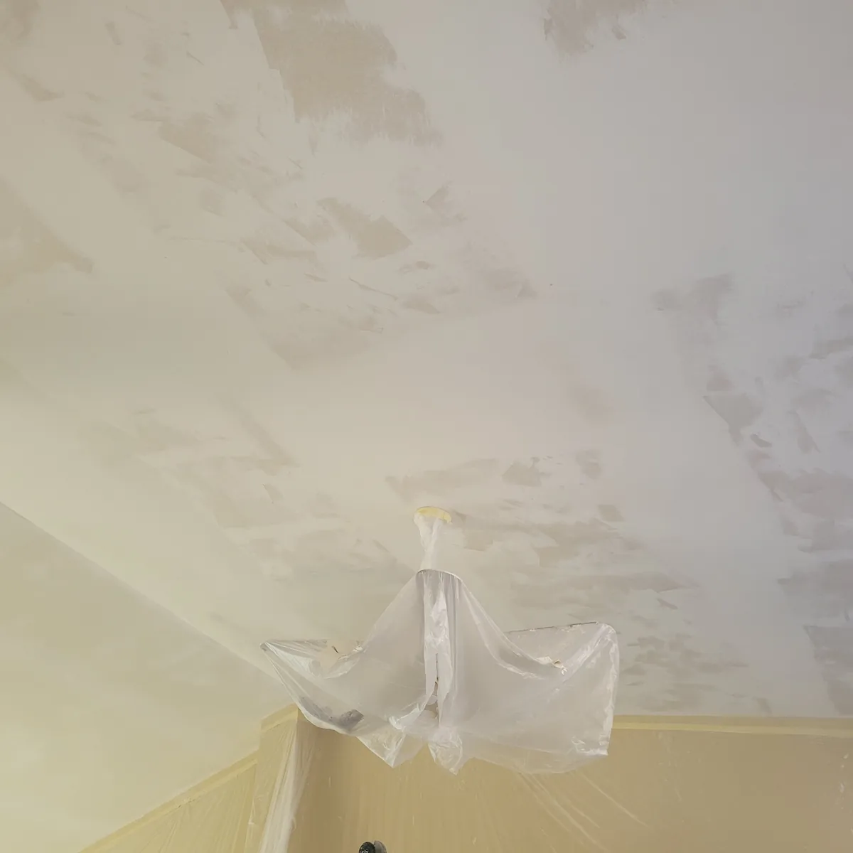 Ceiling patched during texture removal: Popcorn texture removal · Eden Prairie.