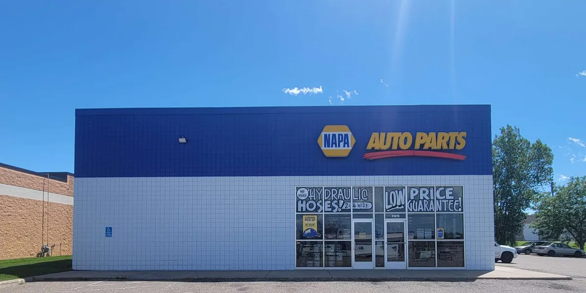 After: NAPA storefront repainted · Hudson, WI.