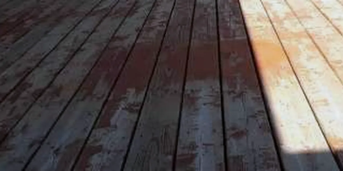 Before: red deck staining · Minneapolis