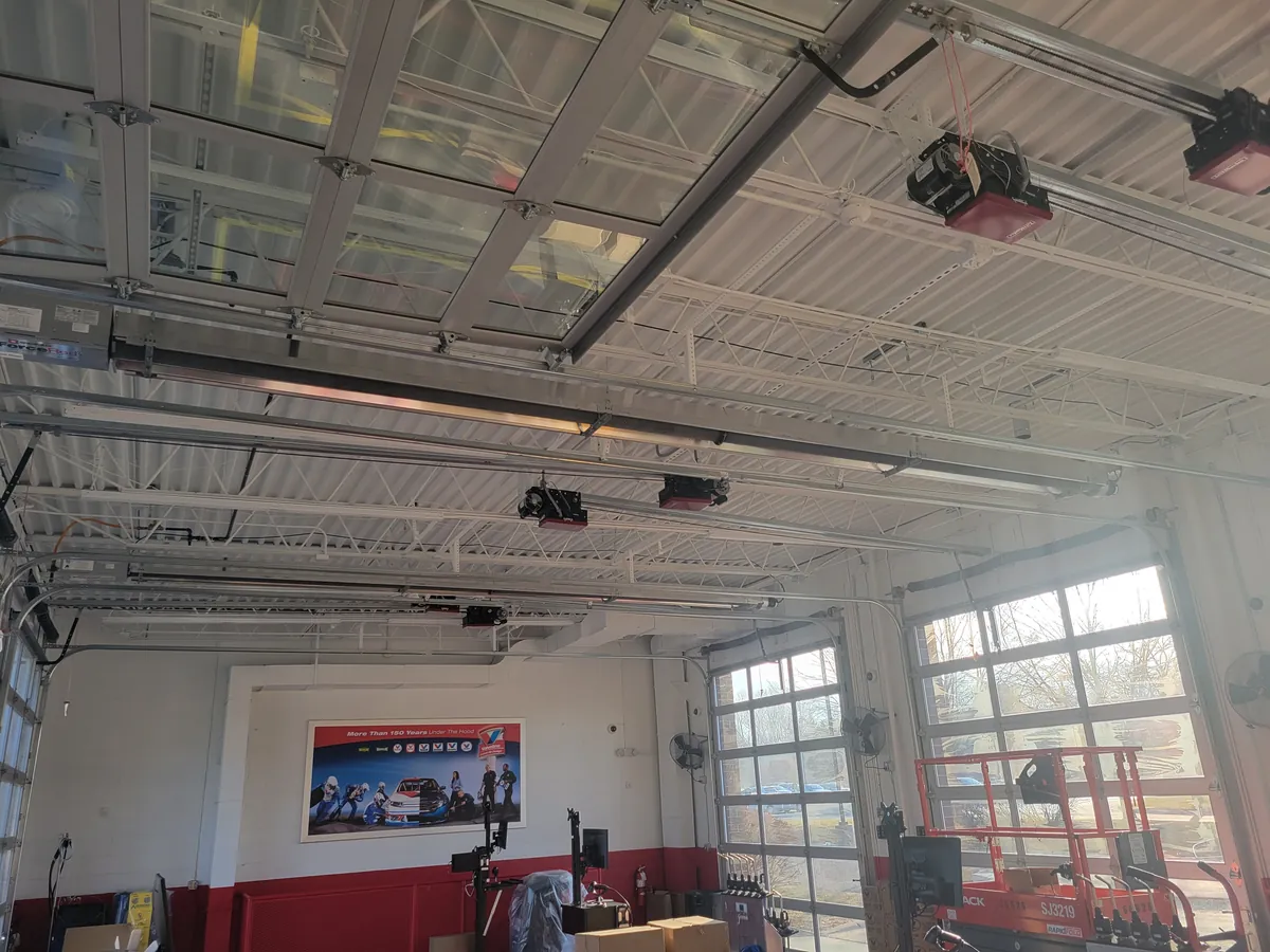After: painted retail service bay, second view · Edina