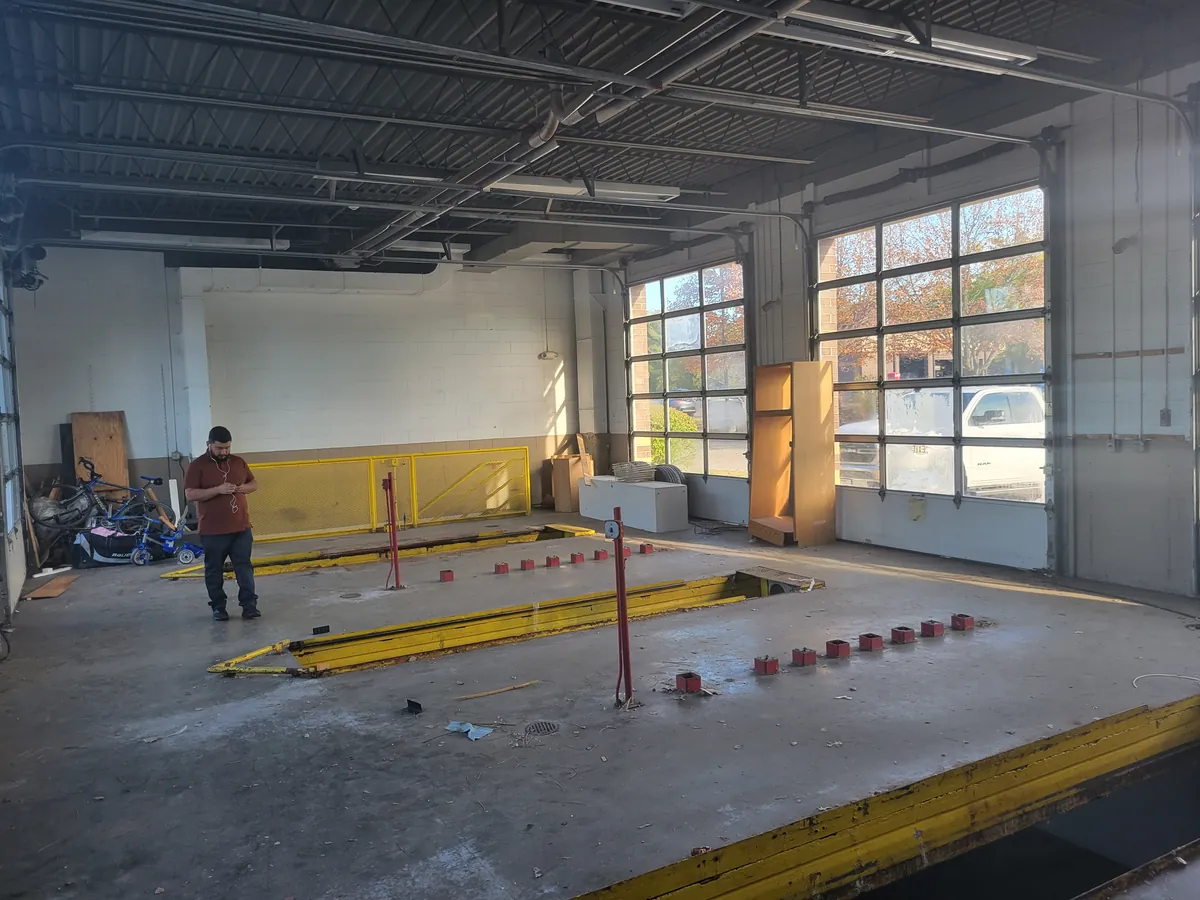 Before: retail service bay · Edina