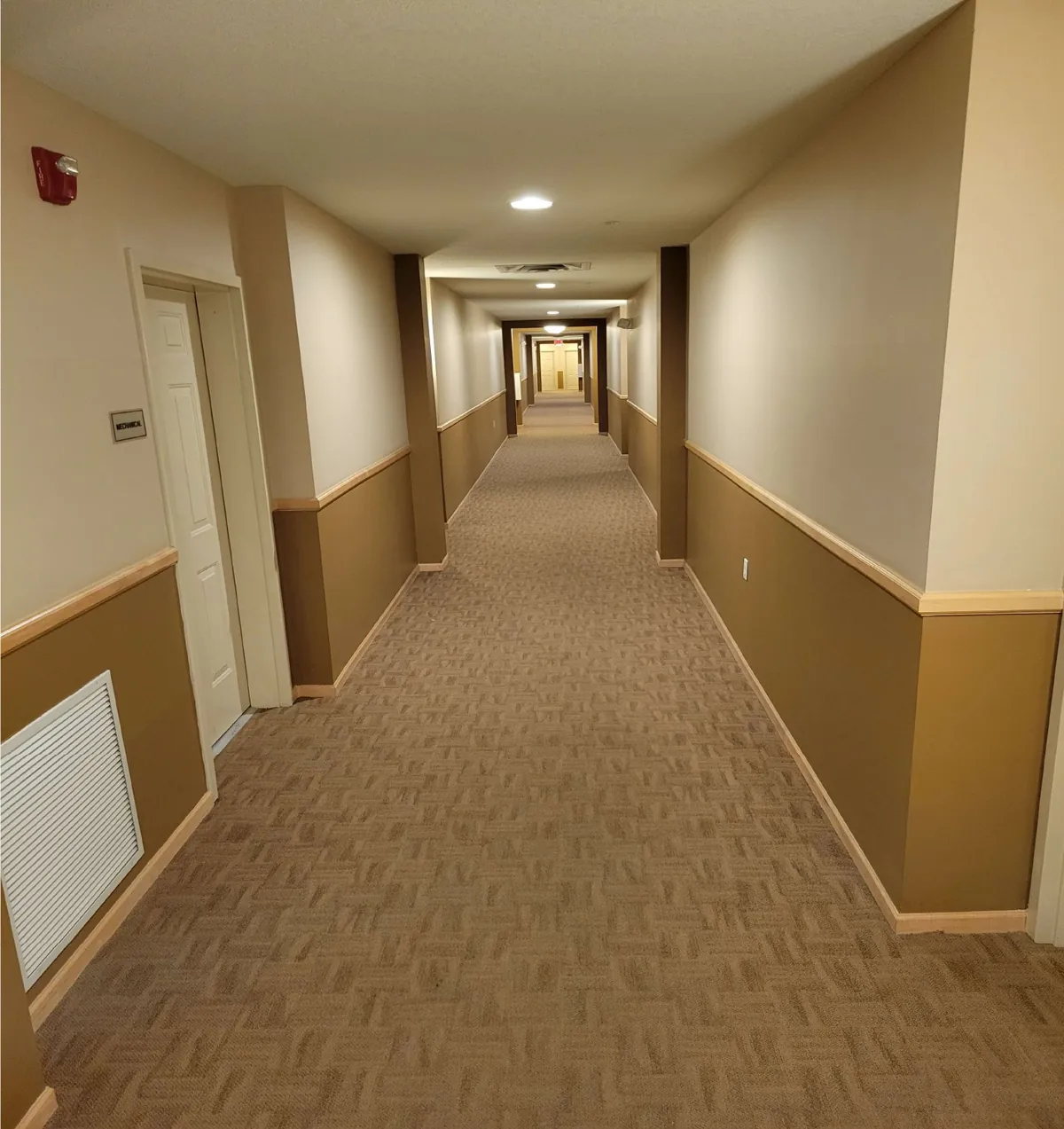 After: senior-living hallway repaint · St. Louis Park
